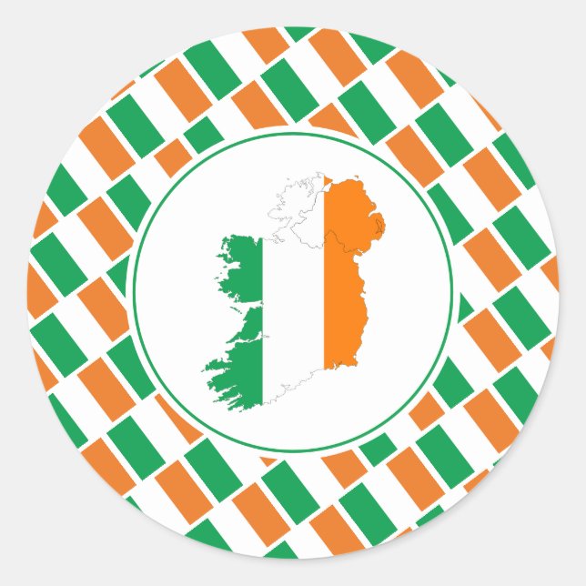 IRELAND FLAG Irish Map Stylish Patriotic Classic Round Sticker (Front)