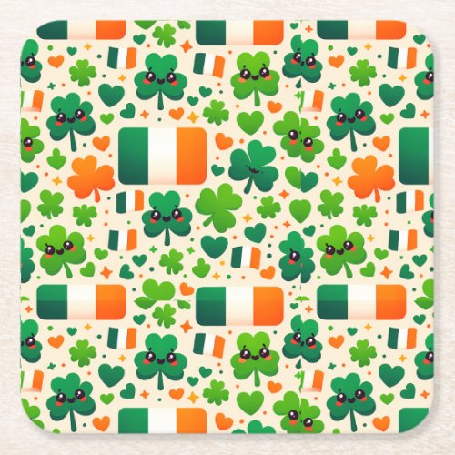 Ireland Flag Irish Shamrock Celtic St Patricks Day Square Paper Coaster