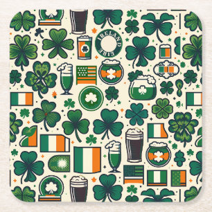 Ireland Flag Irish Shamrock Celtic St Patricks Day Square Paper Coaster