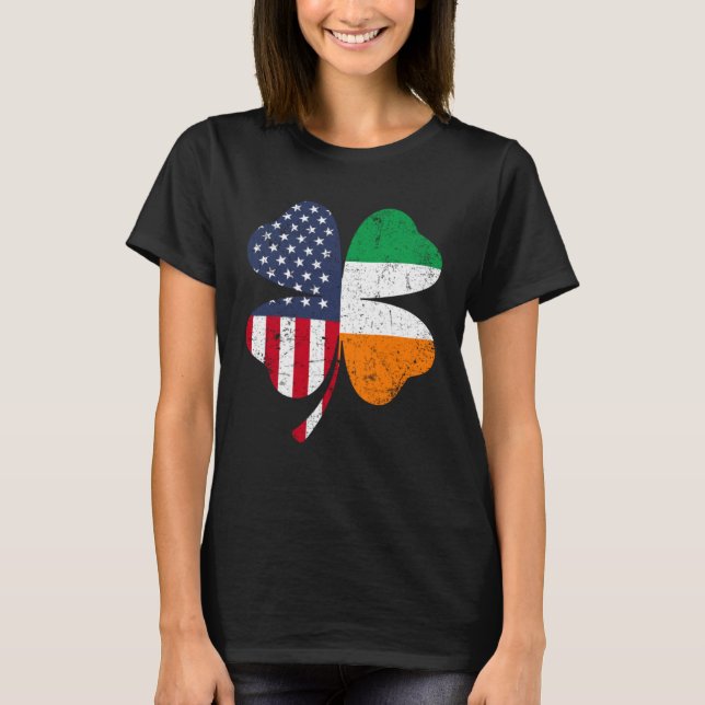 Ireland Flag Irish St Patrick s Day USA Flag Lucky T-Shirt (Front)