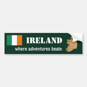 Ireland Flag + Map Bumper Sticker