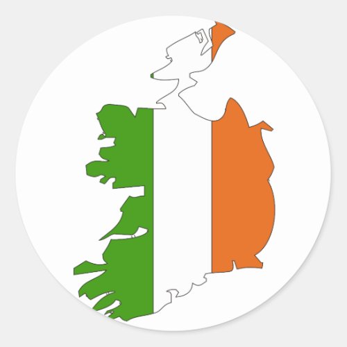 Ireland flag map classic round sticker