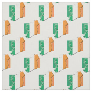 IRELAND Flag Map Outline Fabric