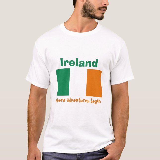 Ireland Flag + Map + Text T-Shirt (Front)