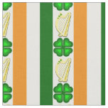 Ireland flag/Orange, shamrocks, Irish harp stripe Fabric