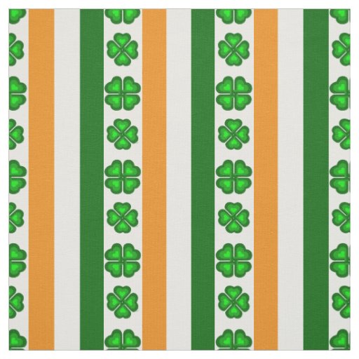 Ireland flag/Orange, white and green, shamrocks Fabric