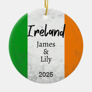 Ireland Flag Ornament, Personalized Ireland Ceramic Ornament