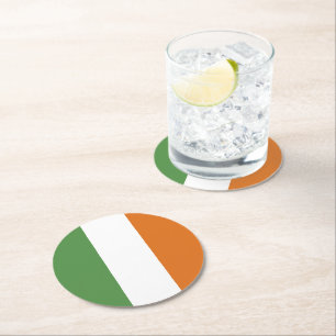 Ireland flag round paper coaster