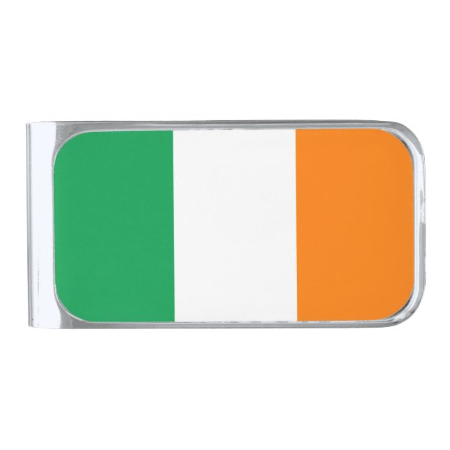 Ireland Flag Silver Finish Money Clip (Front)