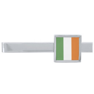 Ireland flag silver finish tie bar