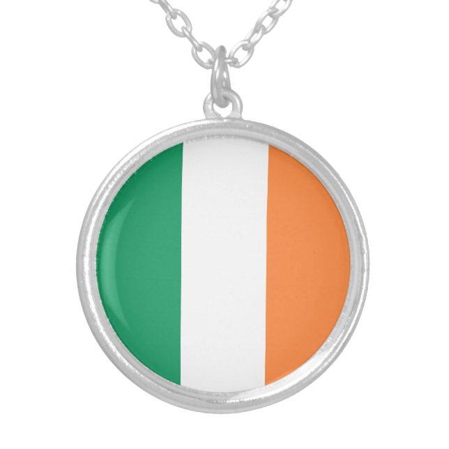 Ireland Flag Silver Plated Necklace (Front)