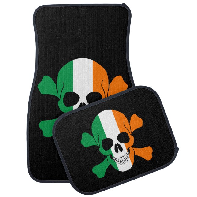 Ireland Flag Skull And Crossbones Car Floor Mat (Set)