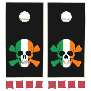 Ireland Flag Skull And Crossbones Cornhole Set