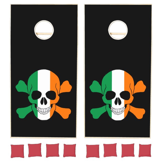 Ireland Flag Skull And Crossbones Cornhole Set (Set)