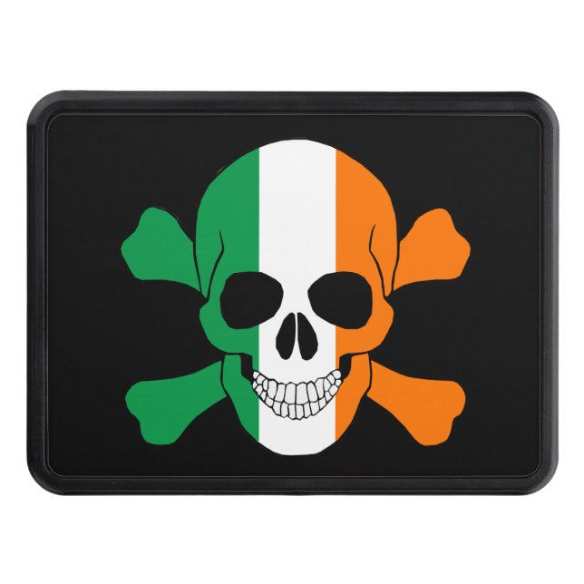 Ireland Flag Skull And Crossbones Hitch Cover (Front)