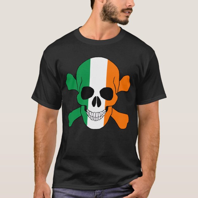 Ireland Flag Skull And Crossbones Shirt (Front)