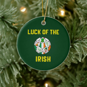 Ireland Flag Soccer Ball - Luck of the Irish Ceramic Ornament