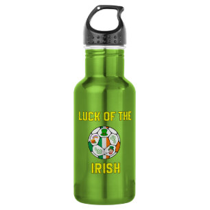 Ireland Flag Soccer Ball - Luck of the Irish Stainless Steel Water Bottle