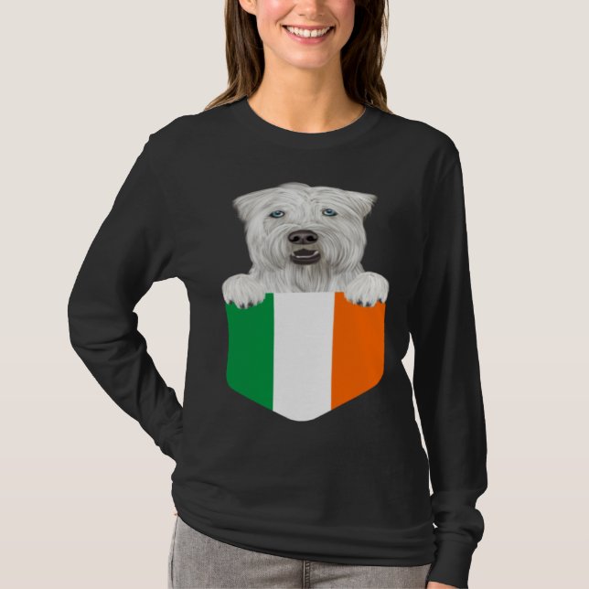 Ireland Flag Soft Coated Wheaten Terrier Dog In Po T-Shirt (Front)