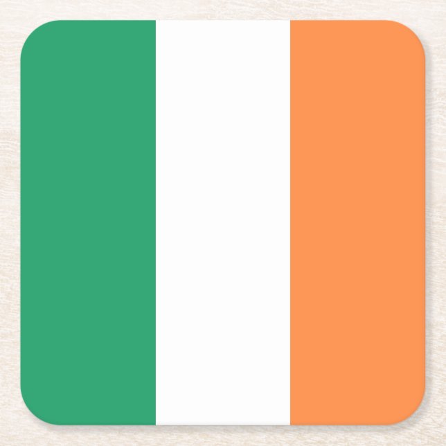 Ireland Flag Square Paper Coaster (Front)