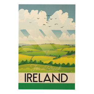 Ireland for a break travel postcard wood wall art