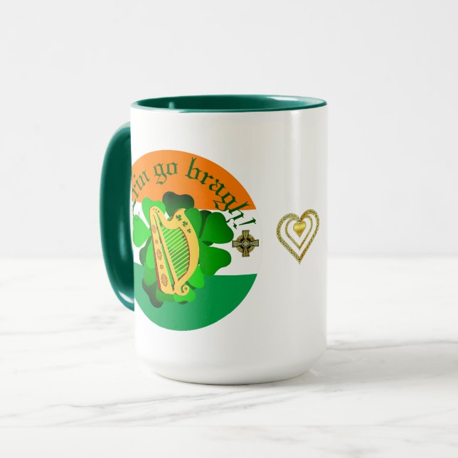 Ireland forever/Erin go bragh/ harp/flag/heart Mug (Front Left)