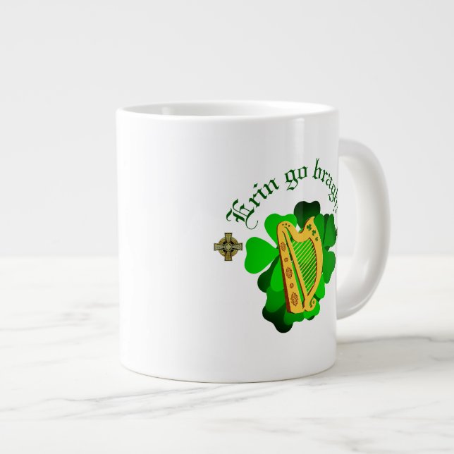 Ireland forever/Erin go bragh/ harp Giant Coffee Mug (Front Right)