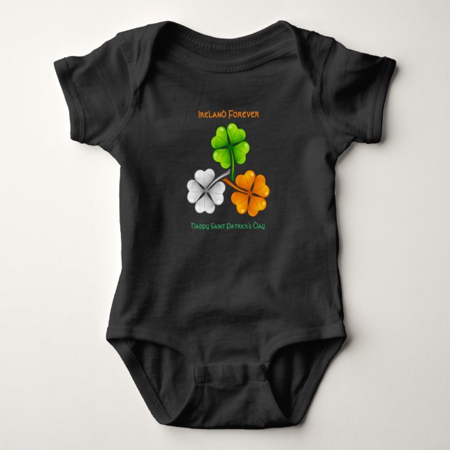 Ireland Forever Lucky Shamrock Baby Bodysuit (Front)
