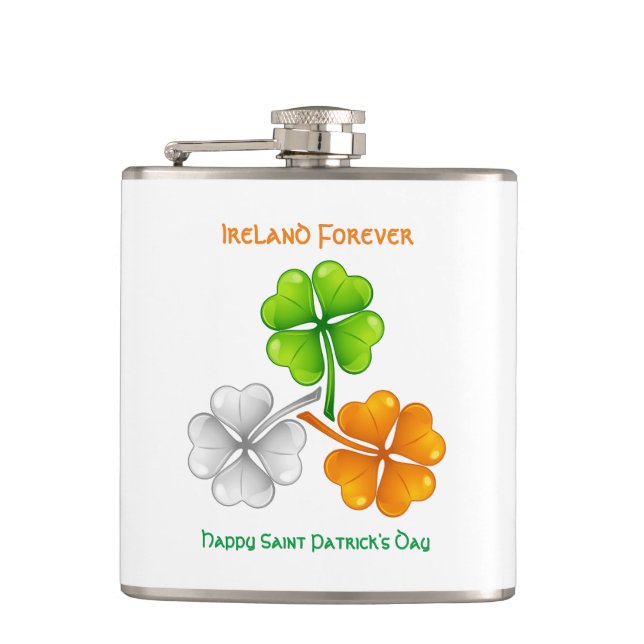 Ireland Forever Lucky Shamrock Flask (Front)