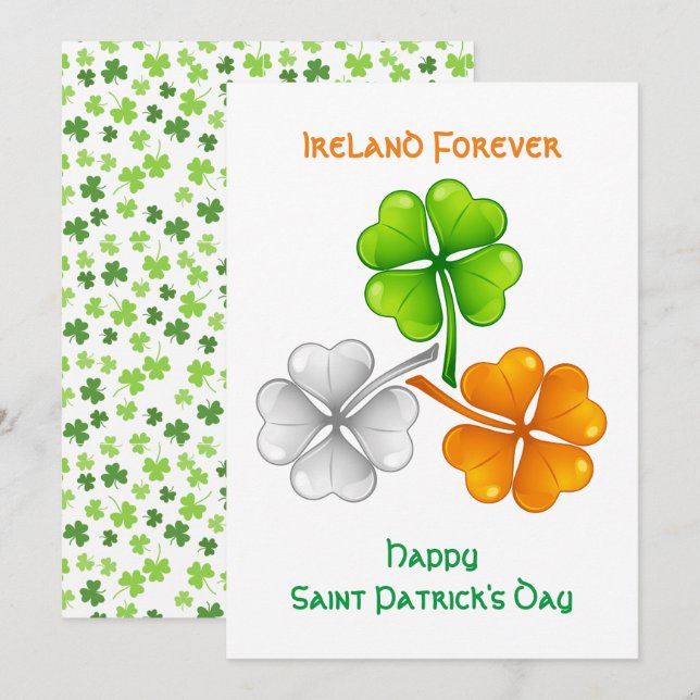 Ireland Forever Lucky Shamrock Holiday Card (Front/Back)
