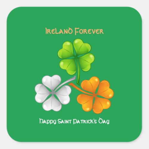 Ireland Forever Lucky Shamrock Square Sticker