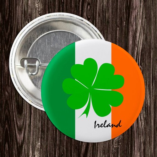 Ireland  four leaf clover Irish flag sport fans Button