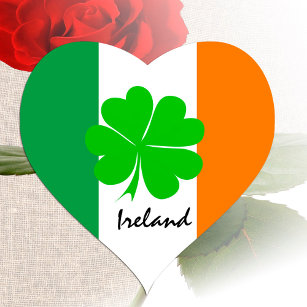 Ireland & four leaf clover, Irish flag /sport fans Heart Sticker