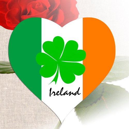 Ireland  four leaf clover Irish flag sport fans Heart Sticker