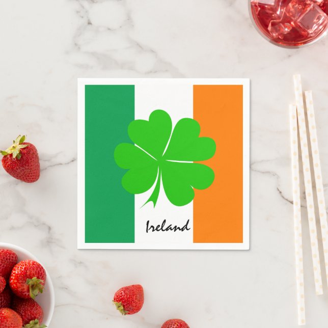 Ireland & four leaf clover, Irish flag /sport fans Napkins (Insitu)