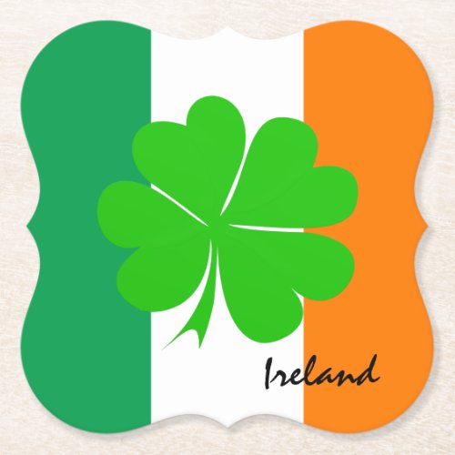 Ireland  four leaf clover Irish flag sport fans Paper Coaster