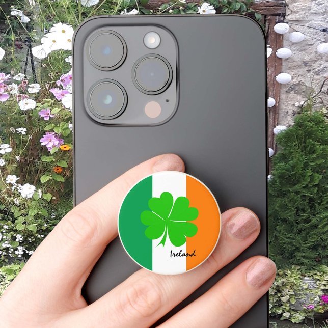 Ireland & four leaf clover, Irish flag /sport fans PopSocket (Creator Uploaded)