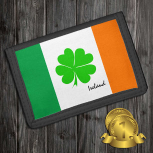 Ireland & four leaf clover, Irish flag /sport fans Tri-fold Wallet