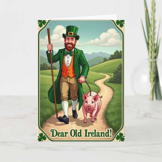 Ireland Friend And Pig Walk Card (Front)