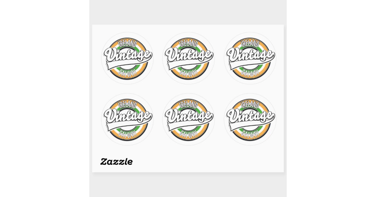 ireland Galway vintage logo Classic Round Sticker Zazzle