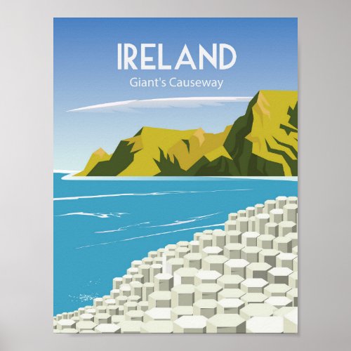 Ireland giants causeway Vintage travel poster