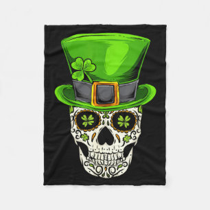 Ireland Gift Clover Mexican Irish Skull St Patrick Fleece Blanket