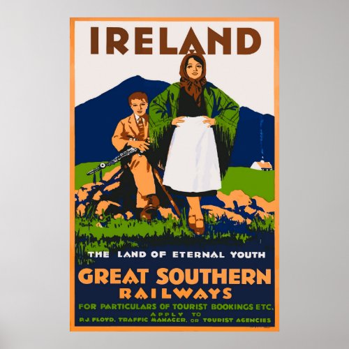 Ireland Great Southern Railways Vintage Travel Pos Poster