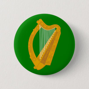 ireland green harp flag irish pinback button