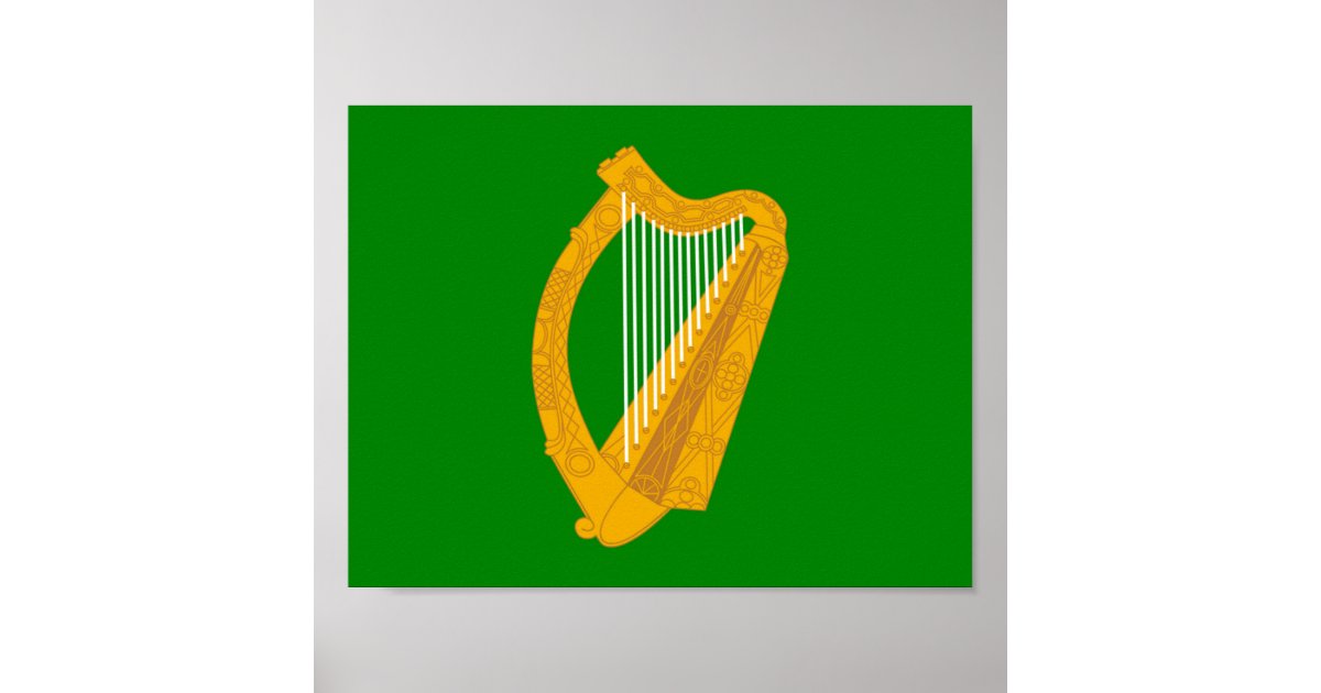 ireland green harp flag irish poster | Zazzle