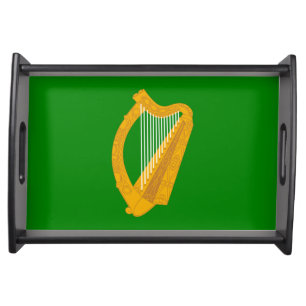 ireland green harp flag irish serving tray