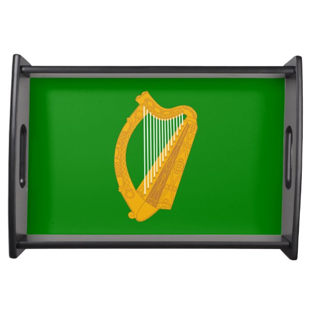 ireland green harp flag irish serving tray (Front)