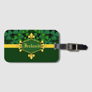 Ireland green shamrocks, Customize with name 5 Luggage Tag