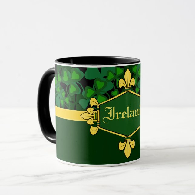 Ireland green shamrocks, Customize with name 5 Mug (Front Left)