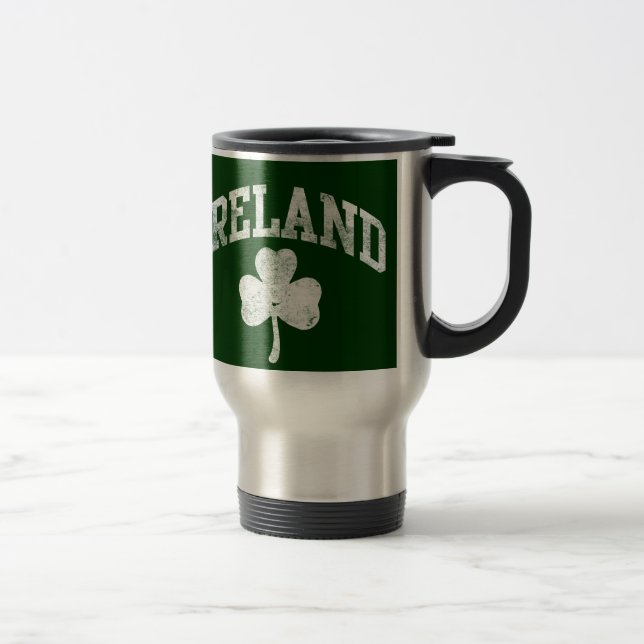 Ireland, Grunge Varsity Style Travel Mug (Right)